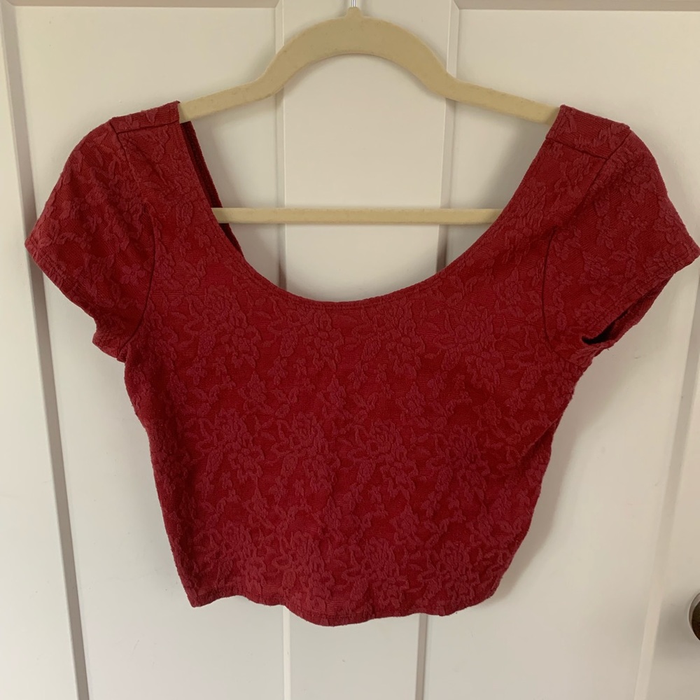 Red Lace Abercrombie and Fitch Crop Top